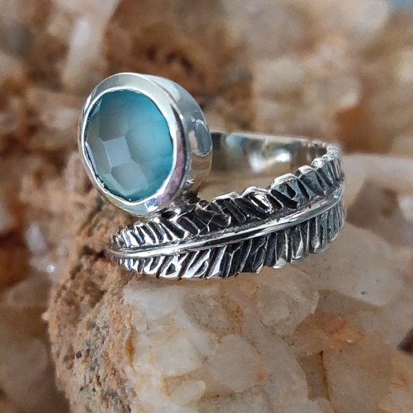 Aqua Chalcedony Sterling Silver Ring - Picture 2 of 7